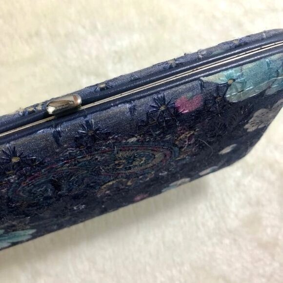 Vintage Y2K Blue Floral Snap Closure Wallet - Picture 2 of 5